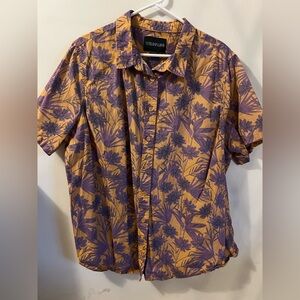 Wildfang Purple and Gold Floral Shirt